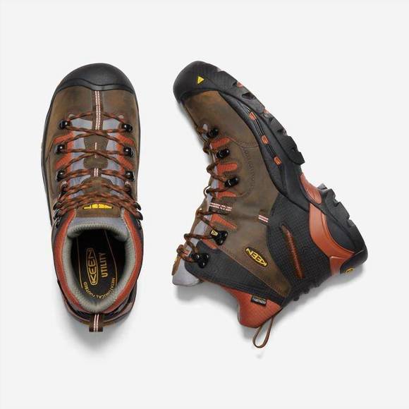 NEW KEEN men\'s pittsburgh soft toe 6 work boot in cascade bombay brown main image 4